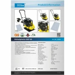 Güde Rüttelplatte GRP 60 Rüttler Verdichter Stampfer Druck Bodenverdichter -Werkzeuge für Rohbau & Beton Verkäufe 12203675 4
