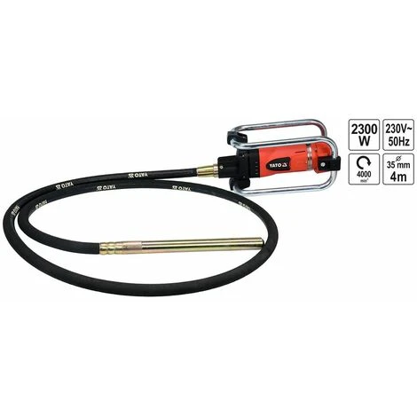 YATO Elektro Einhand Betonrüttler Flaschenrüttler Rüttelflasche Innenrüttler Elektro Rüttler 35mm 2300W + 4m Schlauch 1 YATO Elektro Einhand Betonrüttler Flaschenrüttler Rüttelflasche Innenrüttler Elektro Rüttler 35mm 2300W + 4m Schlauch