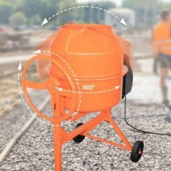 TIMBERTECH® Betonmischer - 140L, 550 W, Mit Handrad, 2 Räder, Elektrisch, Stahl, Orange/Schwarz - Mörtelmischer, Zementmischer, Mischer, Mischmaschine, Betonmischmaschine -Werkzeuge für Rohbau & Beton Verkäufe 66808801 3